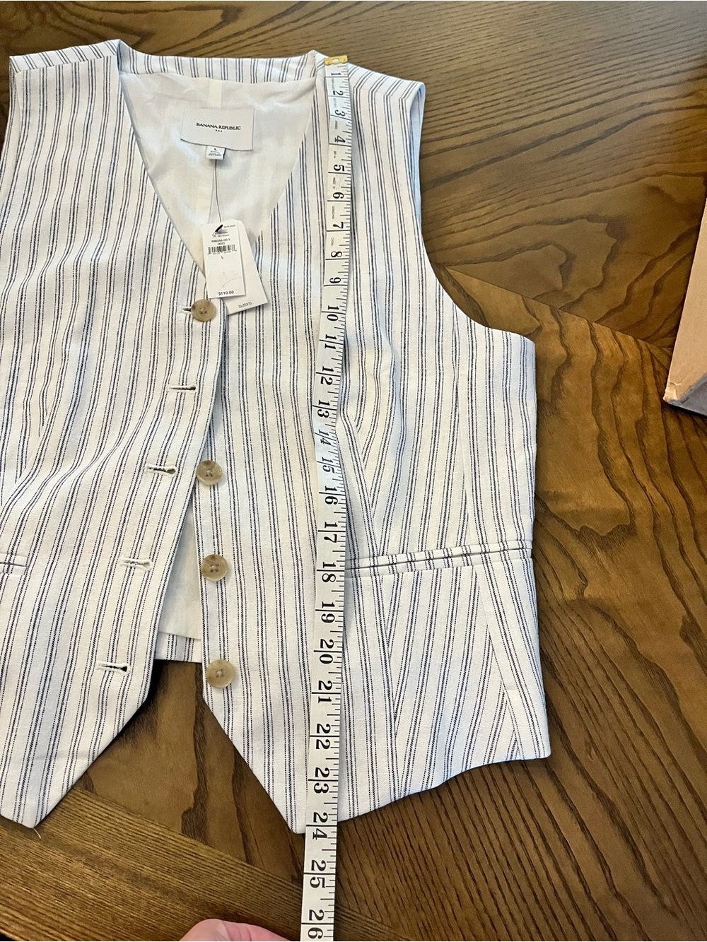 NWT Women’s Banana Republic Factory Striped Linen Blend Vest in White & Navy - Picture 4 of 6
